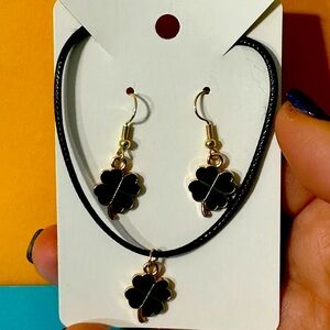 Lucky 4 leaf clover jewelry. Includes earrings and a necklace. St Patrick’s day